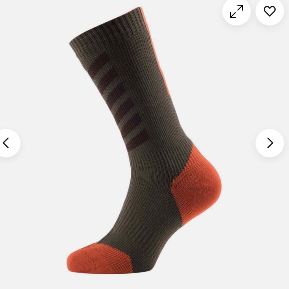 SEALSKINZ MTB Mid with Hydrostop.  Size S. Olive/Mud/Orange. NWT.